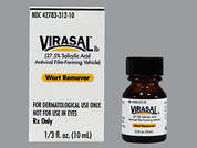 Virasal: Esto es un Película-forming Líquido Con Aplicador transparente imprimido con nada en la parte delantera, nada en la parte posterior, y es fabricado por ELORAC, INC..