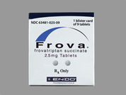 Frova: This is a Tablet imprinted with 2.5 on the front, E on the back.