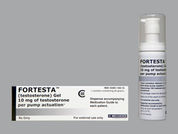 Fortesta: This is a Gel In Metered-dose Pump imprinted with nothing on the front, nothing on the back.