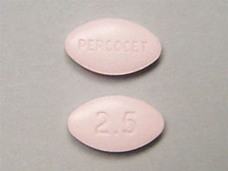 This is a Tablet imprinted with 2.5 on the front, PERCOCET on the back.