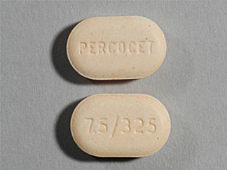 This is a Tablet imprinted with PERCOCET on the front, 7.5-325 on the back.