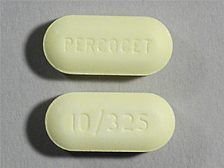 Esto es un Tableta imprimido con PERCOCET en la parte delantera, 10-325 en la parte posterior, y es fabricado por None.