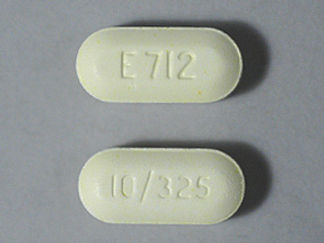 This is a Tablet imprinted with E712 on the front, 10/325 on the back.