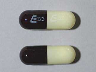 This is a Capsule imprinted with logo and 122 on the front, logo and 122 on the back.
