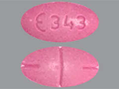 This is a pink oval Tablet imprinted with logo and 343 on the front, nothing on the back, and is manufactured by EPIC PHARMA LLC.