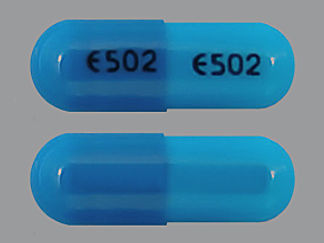 This is a Capsule imprinted with E502 on the front, E502 on the back.