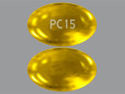 Benzonatate: This is a Capsule imprinted with PC15 on the front, nothing on the back.