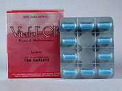 Vitafol-Ob: Esto es un Tableta azul claro oblongo imprimido con EV 0079 en la parte delantera, nada en la parte posterior, y es fabricado por EXELTIS USA, IN.