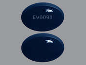 Vitafol Ultra: Esto es un Cápsula azul oscuro oval imprimido con EV0093 en la parte delantera, nada en la parte posterior, y es fabricado por EXELTIS USA, IN.
