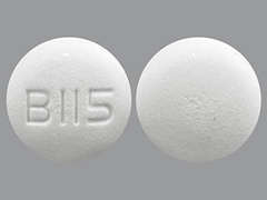 This is a white round Tablet Er 24 Hr imprinted with B115 on the front, nothing on the back, and is manufactured by BAYSHORE PHARMA.