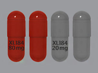 Esto es un Cápsula imprimido con XL184  80 mg or XL184  20 mg en la parte delantera, nada en la parte posterior, y es fabricado por None.