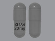 Cometriq: Esto es un Cápsula imprimido con XL184  20 mg en la parte delantera, nada en la parte posterior, y es fabricado por None.