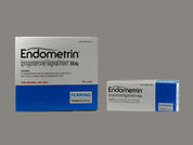 Endometrin: This is a Insert imprinted with FPI on the front, 100 on the back.