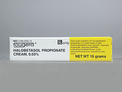 Halobetasol Propionate: This is a Cream imprinted with nothing on the front, nothing on the back.