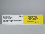 Halobetasol Propionate: This is a Cream imprinted with nothing on the front, nothing on the back.