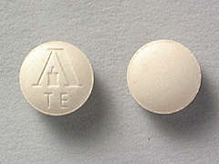 This is a light tan round Tablet imprinted with logo and TE on the front, nothing on the back, and is manufactured by FOREST/ALLERGAN.