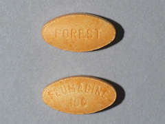 This is a orange oval Tablet imprinted with FLUMADINE  100 on the front, FOREST on the back, and is manufactured by CARACO PHARMA I.