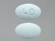 Viibryd: This is a blue oval Tablet imprinted with 40 on the front, nothing on the back, and is manufactured by ALLERGAN INC..