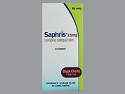 Saphris: This is a Tablet Sublingual imprinted with logo on the front, nothing on the back.