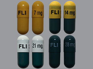 This is a Capsule Sprinkle E R 24 Hr Dose Pack imprinted with FLI 7mg FLI 14mg FLI 21mg FLI 28mg on the front, nothing on the back.