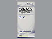 Velphoro: This is a brown round Tablet Chewable imprinted with PA 500 on the front, nothing on the back, and is manufactured by FRESENIUS MEDIC.