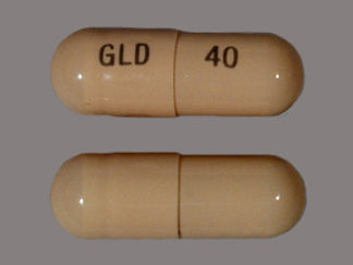 This is a Capsule Immediate D Release Biphase imprinted with GLD on the front, 40 on the back.