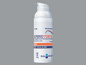 Epiduo Forte: Esto es un Gel Con Bomba blanco imprimido con nada en la parte delantera, nada en la parte posterior, y es fabricado por GALDERMA LABORA.