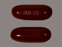Esto es un Cápsula marrón rojizo oblongo imprimido con IMI 10 en la parte delantera, nada en la parte posterior, y es fabricado por ACELLA PHARMACE.