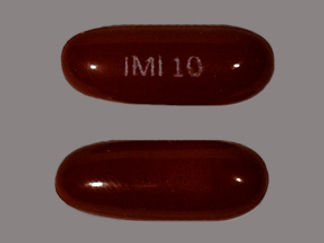 This is a Capsule imprinted with IMI 10 on the front, nothing on the back.