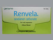 Renvela: This is a Powder In Packet imprinted with nothing on the front, nothing on the back, and is manufactured by GENZYME.