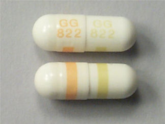 This is a Capsule imprinted with GG  822 on the front, GG  822 on the back.