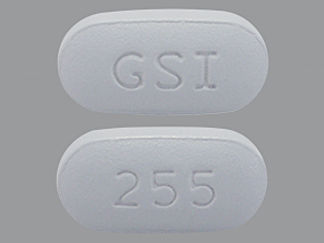 This is a Tablet imprinted with GSI on the front, 255 on the back.