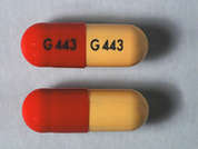 Dantrolene Sodium: This is a rich yellow oblong Capsule imprinted with G443 on the front, nothing on the back, and is manufactured by AMNEAL PHARMACE.