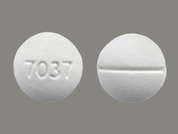 Methitest: This is a white round Tablet imprinted with 7037 on the front, nothing on the back, and is manufactured by AMNEAL PHARMACE.