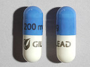 Emtriva: This is a Capsule imprinted with 200 mg on the front, GILEAD on the back.