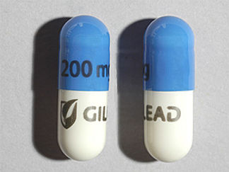 Esto es un Cápsula imprimido con 200 mg en la parte delantera, GILEAD en la parte posterior, y es fabricado por None.