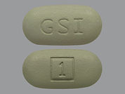 Stribild: This is a Tablet imprinted with GSI on the front, 1 on the back.