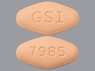 This is a Tablet imprinted with GSI on the front, 7985 on the back.