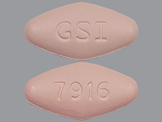 This is a Tablet imprinted with GSI on the front, 7916 on the back.