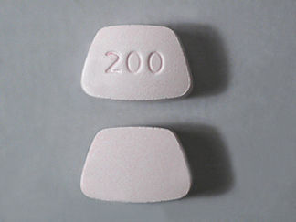 This is a Tablet imprinted with 200 on the front, nothing on the back.