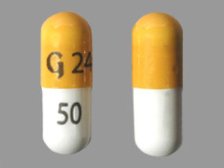 This is a Capsule imprinted with G 24 on the front, 50 on the back.