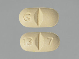 This is a Tablet imprinted with G on the front, 13 7 on the back.