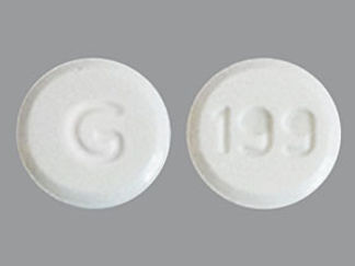 This is a Tablet imprinted with G on the front, 199 on the back.