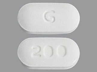 This is a Tablet imprinted with G on the front, 200 on the back.