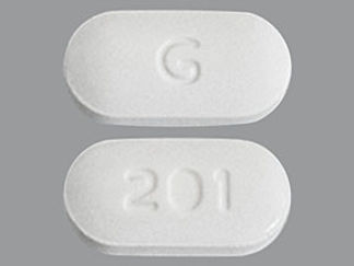 This is a Tablet imprinted with G on the front, 201 on the back.