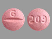 Moexipril Hcl: This is a Tablet imprinted with G on the front, 209 on the back.