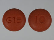 Felodipine Er: This is a brown round Tablet Er 24 Hr imprinted with G19 on the front, 10 on the back, and is manufactured by GLENMARK PHARMA.