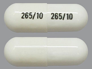 This is a Capsule imprinted with 265/10 on the front, 265/10 on the back.