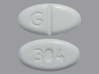 This is a Tablet imprinted with G on the front, 304 on the back.
