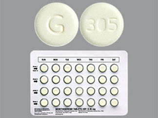 This is a Tablet imprinted with G on the front, 305 on the back.